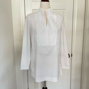 Lafayette 148 New York White Poplin Blouse Size 4